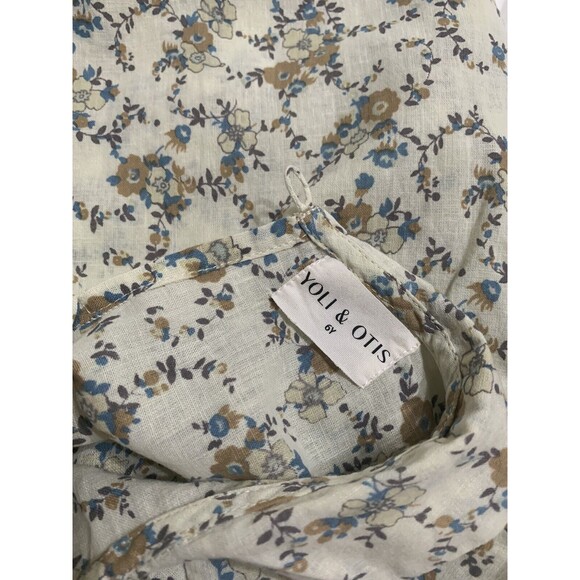 Yoli & Otis Girls Floral Blouse Beige & Brown Long Sleeve Linen/Cotton Size 6Y - Picture 6 of 6